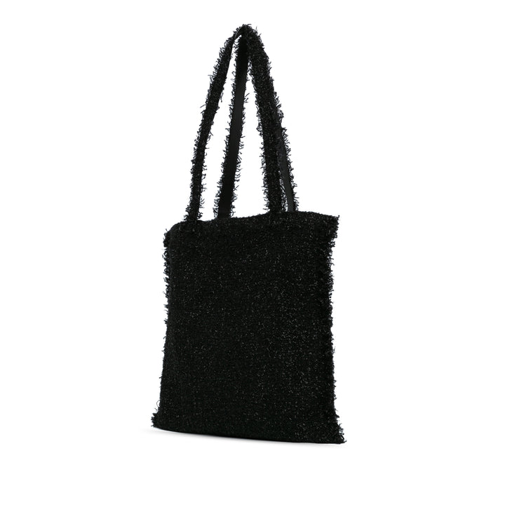 Large Resin Embellished Tweed Robot Shopping Tote Black - Gaby Paris