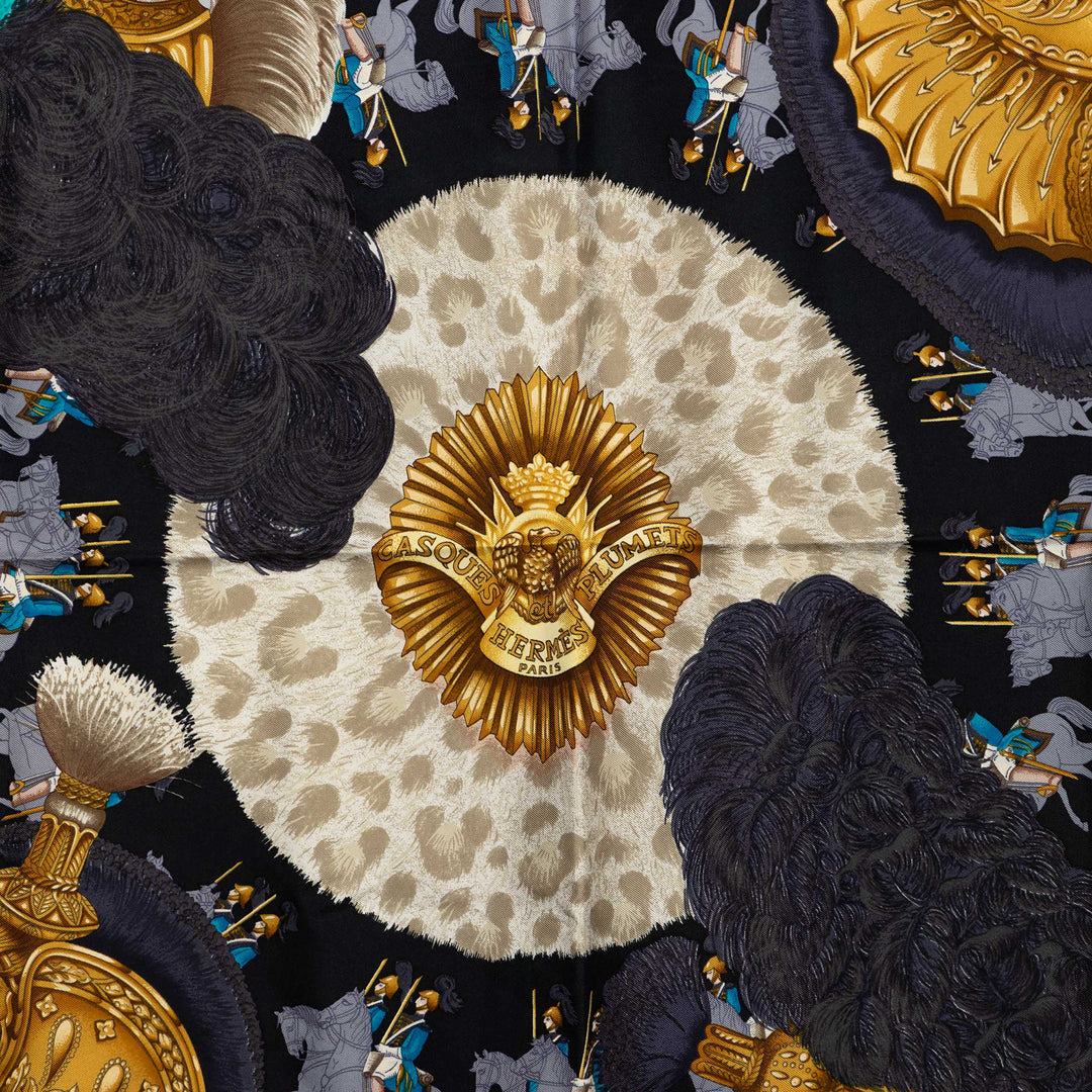 Hermès Casques et Plumets Foulard 90 Soie
