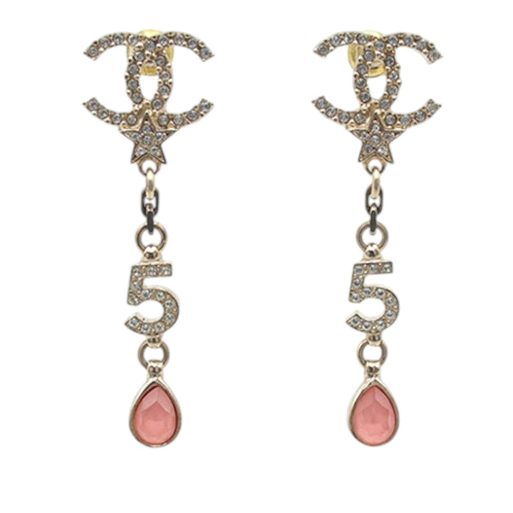 Chanel plaqué Rhinestone CC Star No.5 Bijoux Swing fermoir poussette Boucles d’oreilles – GABY PARIS Authentique
