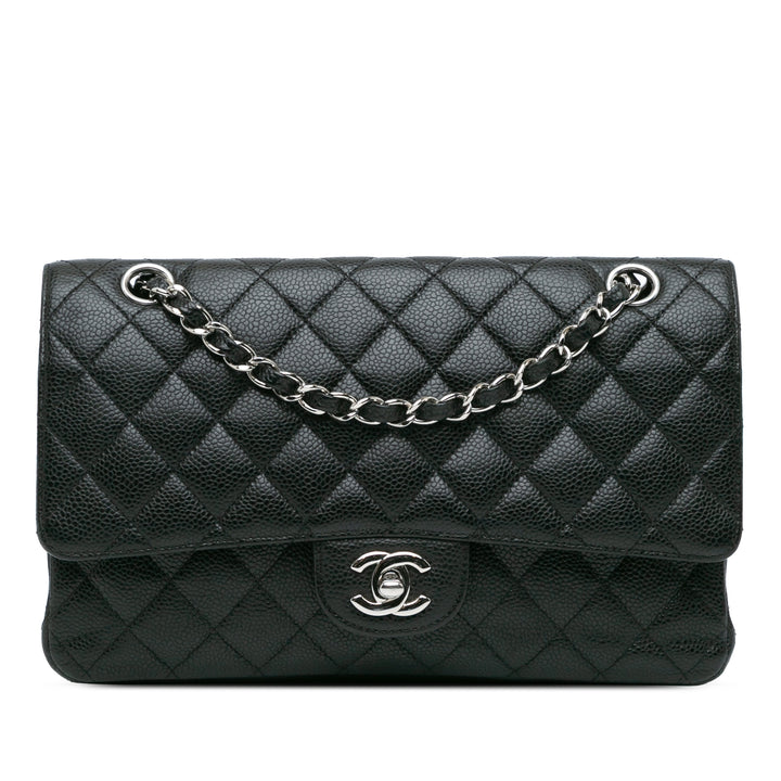 Medium Classic Caviar Double Flap Black - Gaby Paris