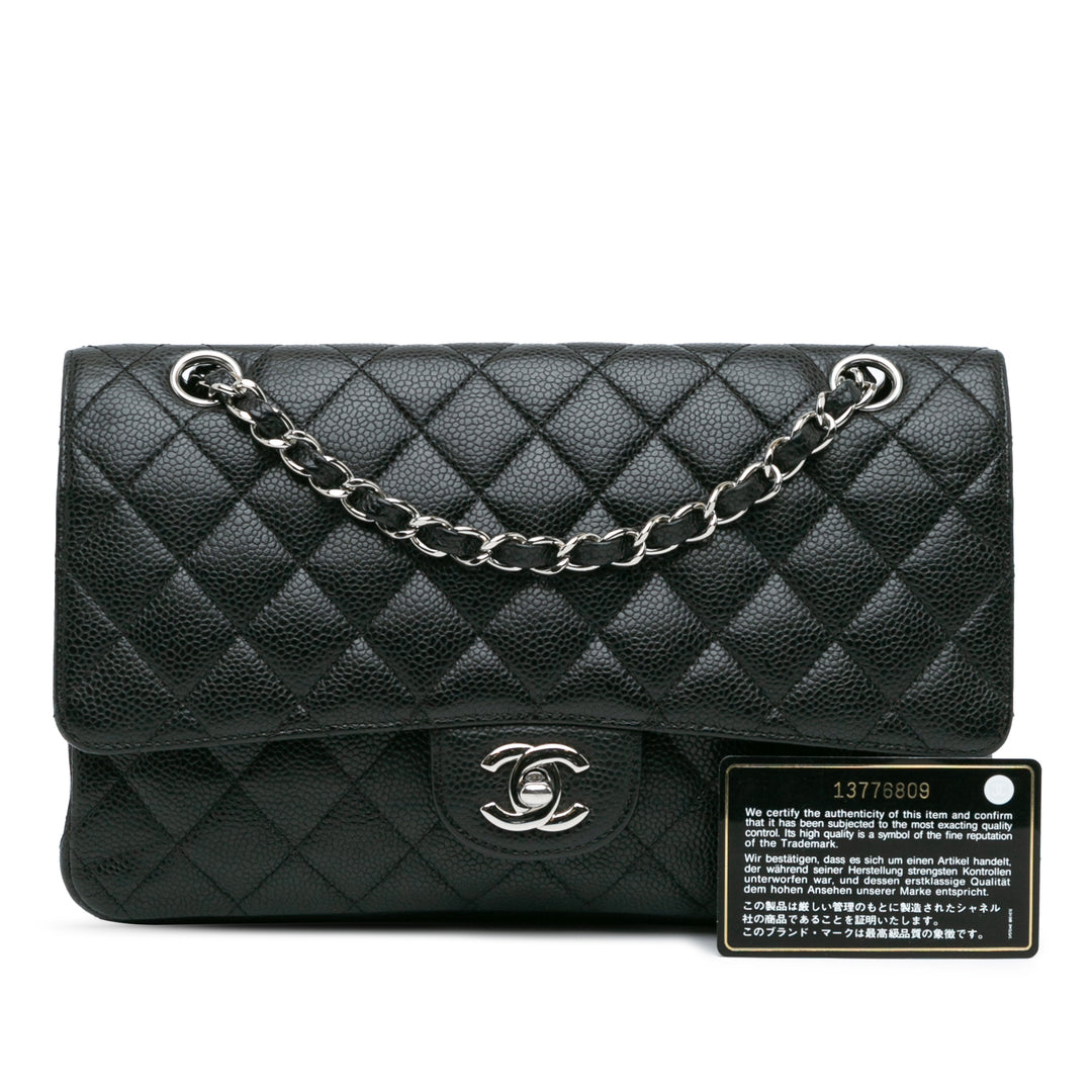 Medium Classic Caviar Double Flap Black - Gaby Paris