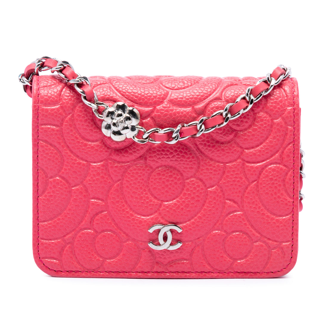Chanel CC embossé Camellia Chaîne Sac ceinture Cuir caviar Rose