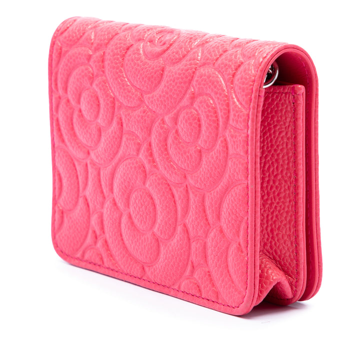 Chanel CC embossé Camellia Chaîne Sac ceinture Cuir caviar Rose
