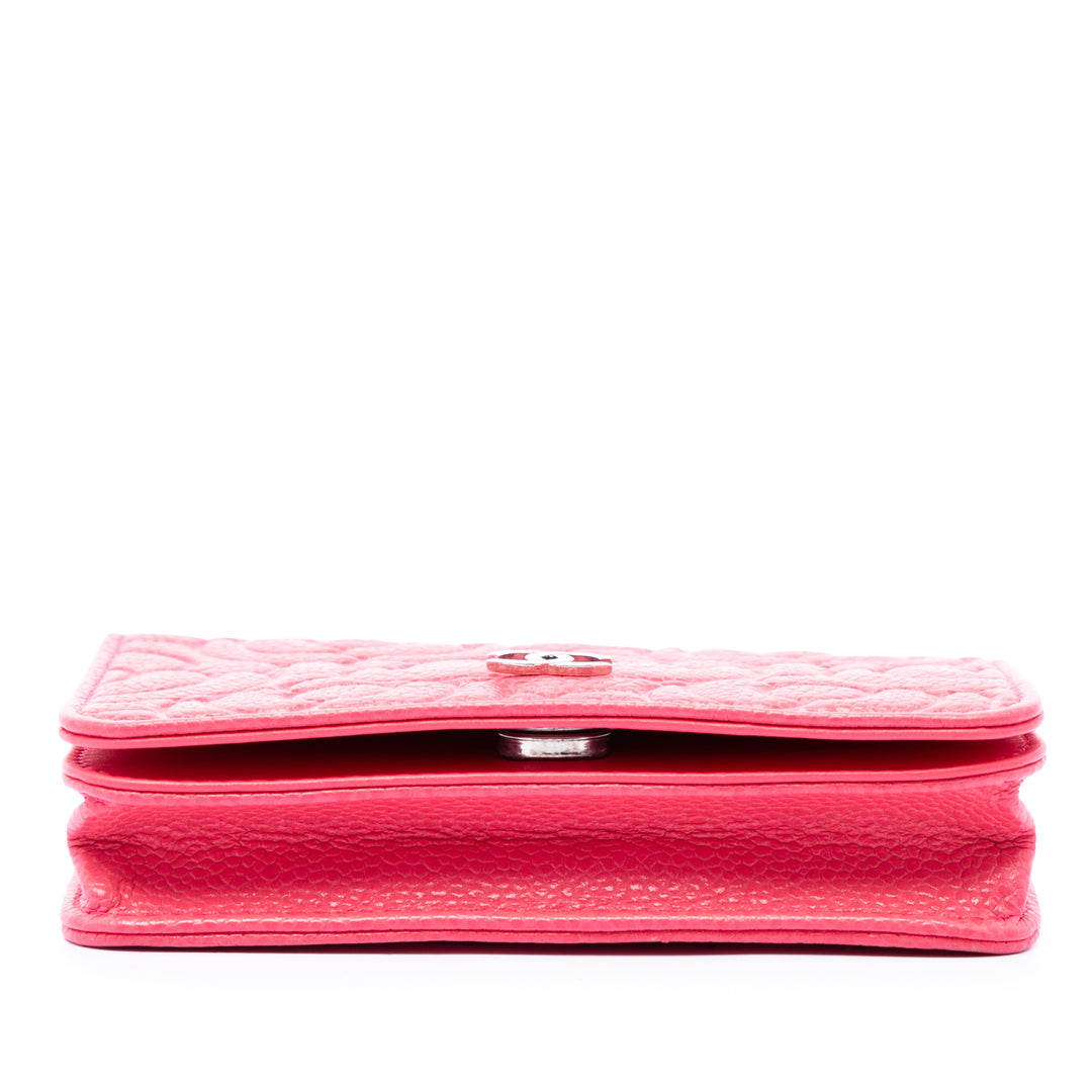 Chanel CC embossé Camellia Chaîne Sac ceinture Cuir caviar Rose