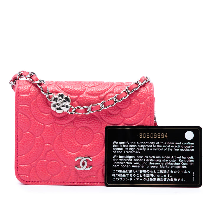 Chanel CC embossé Camellia Chaîne Sac ceinture Cuir caviar Rose