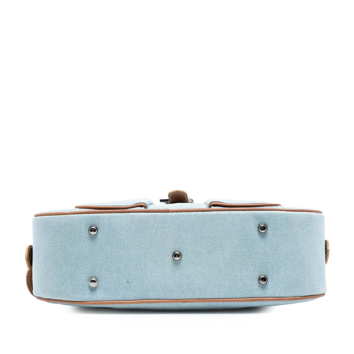 Dior Mini Jean Double Saddle Bowler Sac