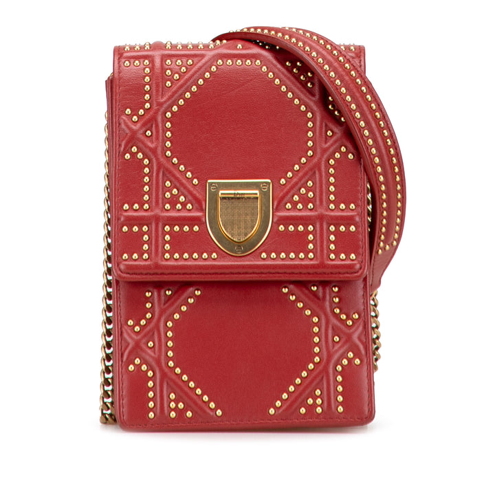 Dior clouté Cuir d’agneau Vertical Diorama Sac porté croisé