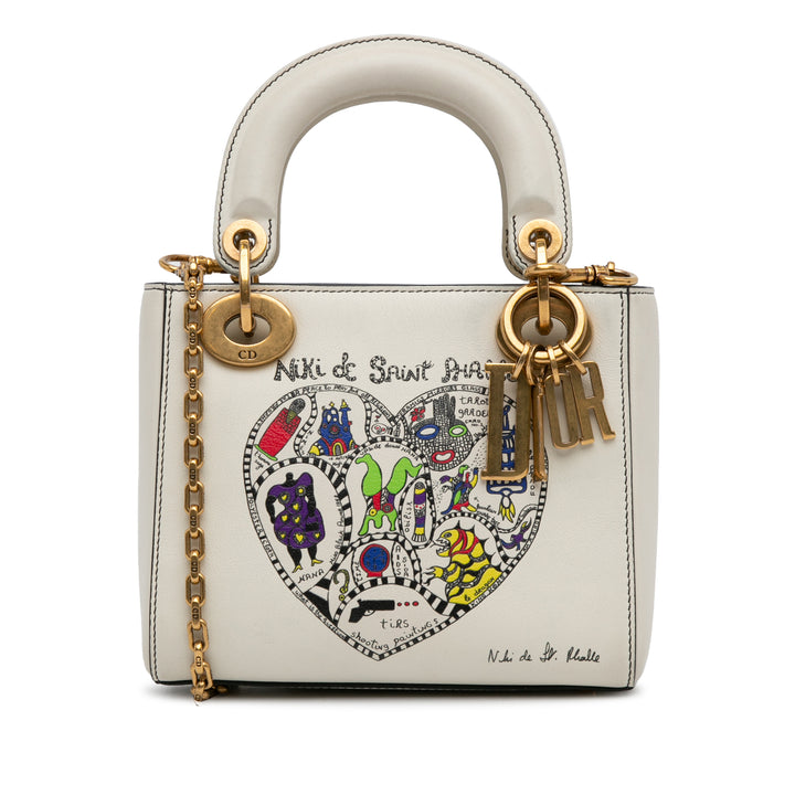 Niki de Saint Phalle Mini Calfskin Lady Dior White - Gaby Paris