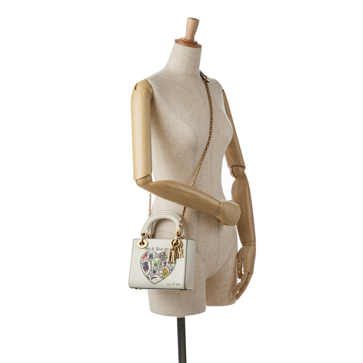 Niki de Saint Phalle Mini Calfskin Lady Dior White - Gaby Paris