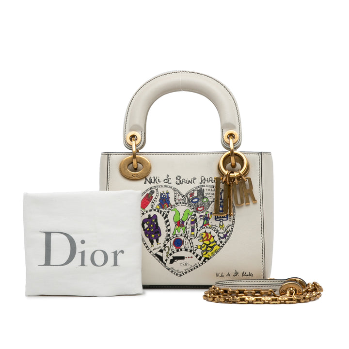 Niki de Saint Phalle Mini Calfskin Lady Dior White - Gaby Paris