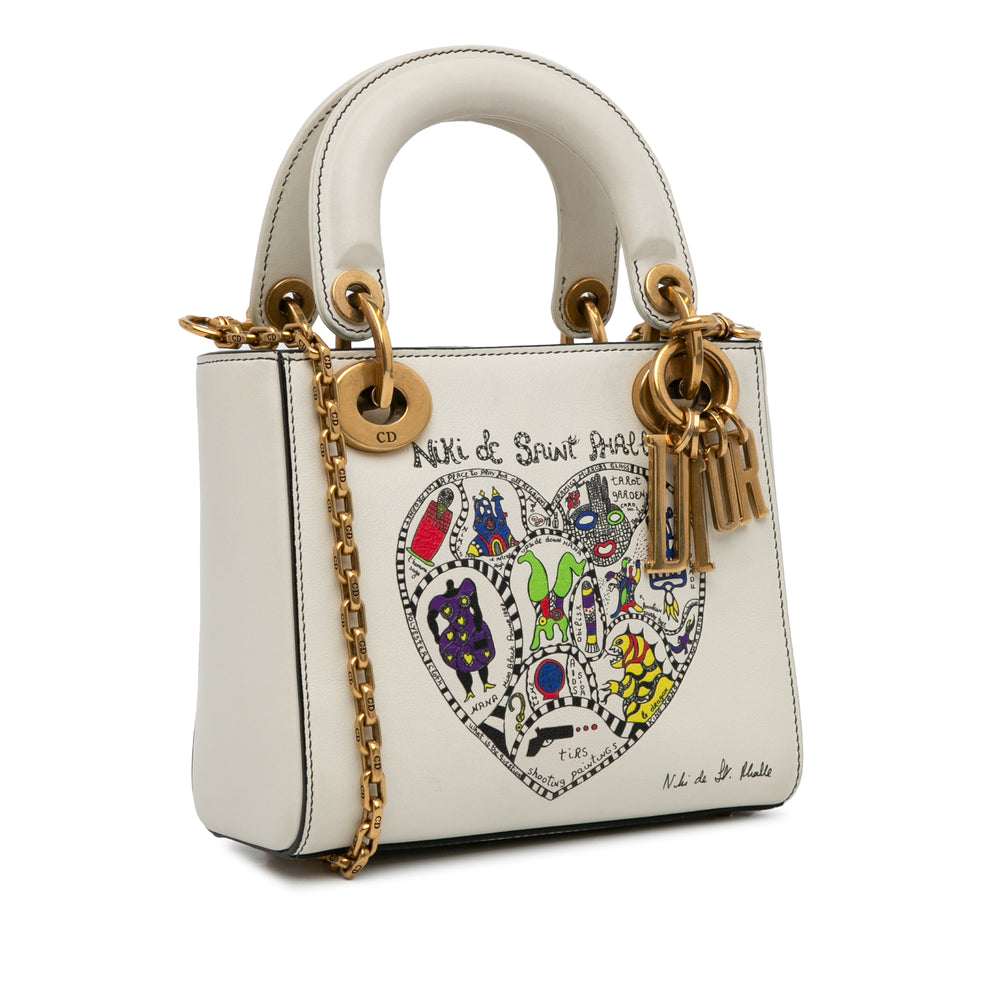 Niki de Saint Phalle Mini Calfskin Lady Dior White - Gaby Paris