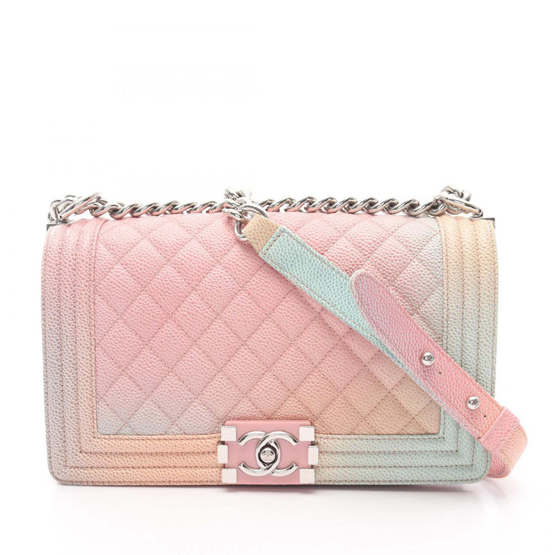 Old Medium Quilted Caviar Rainbow Boy Flap Pink - Gaby Paris