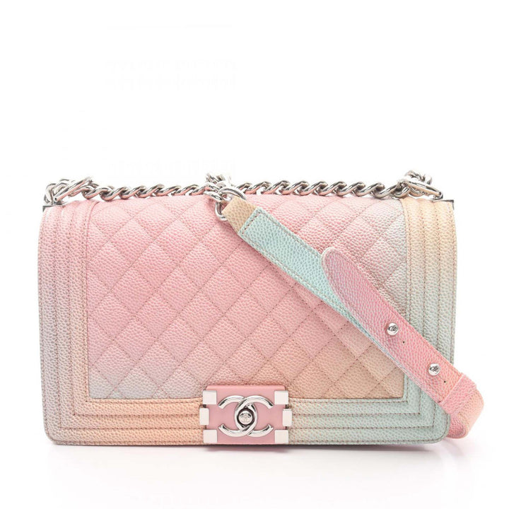 Old Medium Quilted Caviar Rainbow Boy Flap Pink - Gaby Paris