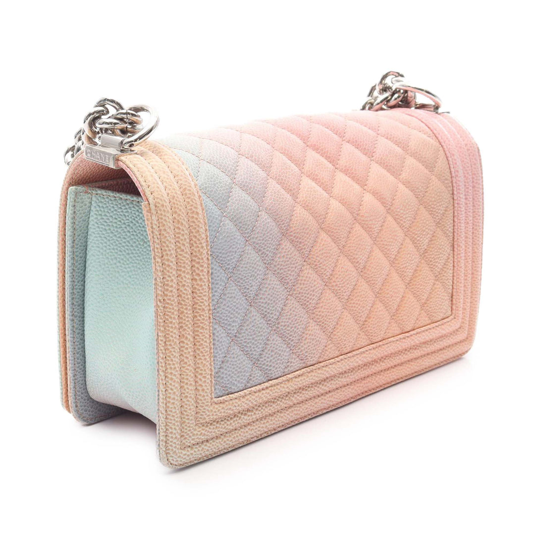 Old Medium Quilted Caviar Rainbow Boy Flap Pink - Gaby Paris