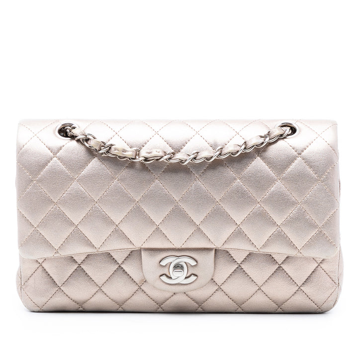 Chanel Medium Classic Metallic Cuir d’agneau Double rabat
