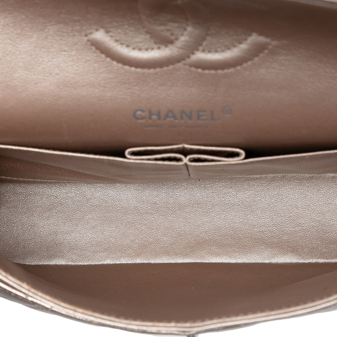 Chanel Medium Classic Metallic Cuir d’agneau Double rabat
