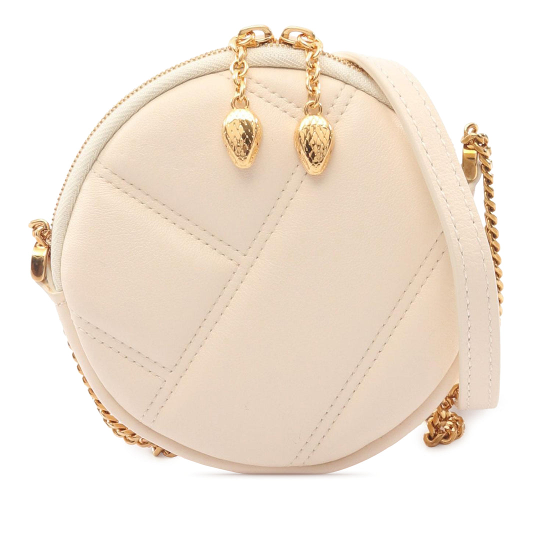 Bvlgari Sac bandoulière Serpenti Cabochon Rond Blanc – vue principale – GABY PARIS