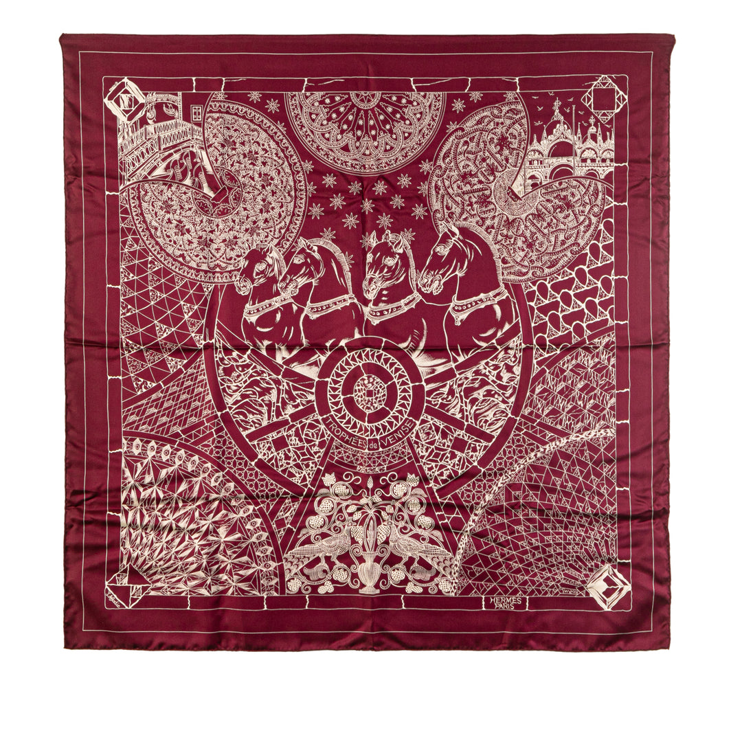 Trophees De Venise Silk Scarf Red - Gaby Paris