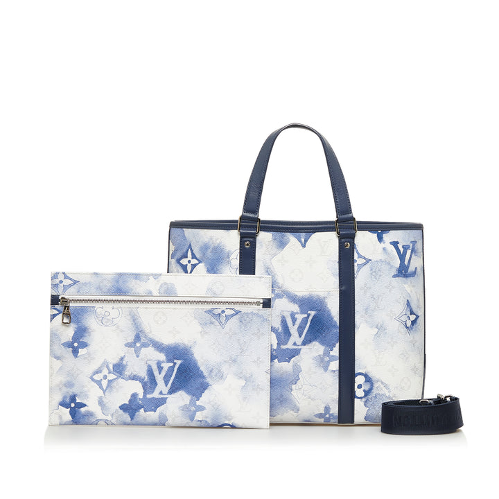 Monogram Watercolor Weekend Tote PM Blue - Gaby Paris