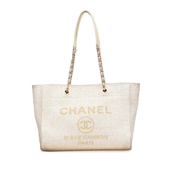 Small Lurex Boucle Deauville Tote White - Gaby Paris