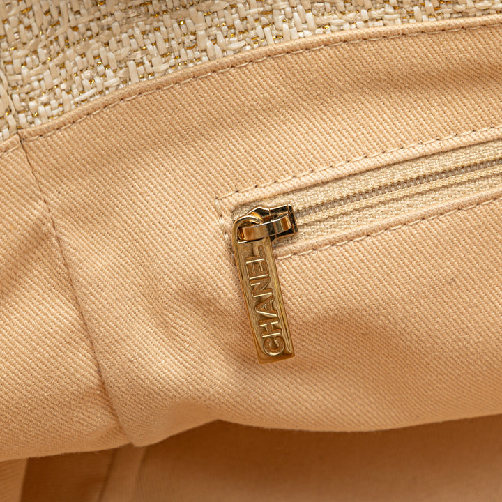 Small Lurex Boucle Deauville Tote White - Gaby Paris