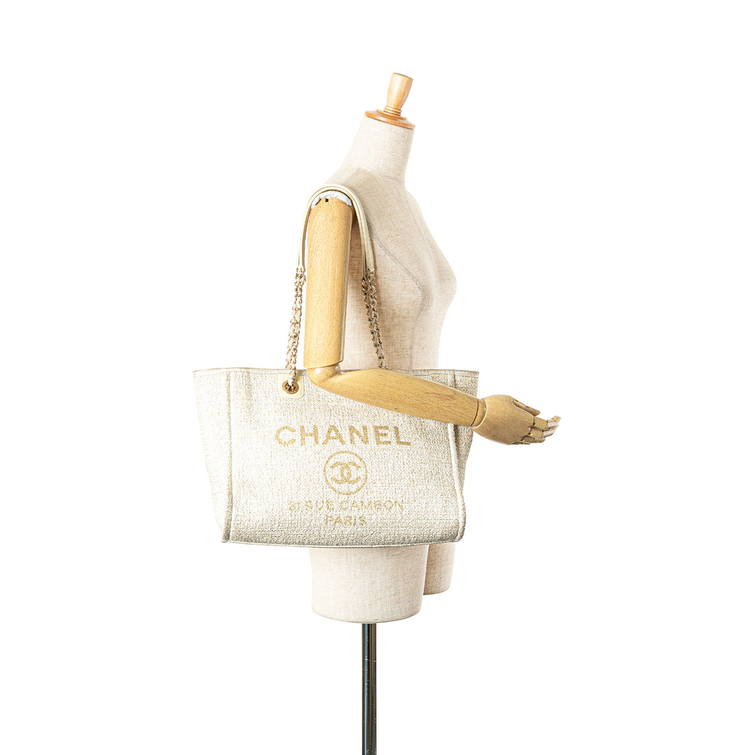 Small Lurex Boucle Deauville Tote White - Gaby Paris