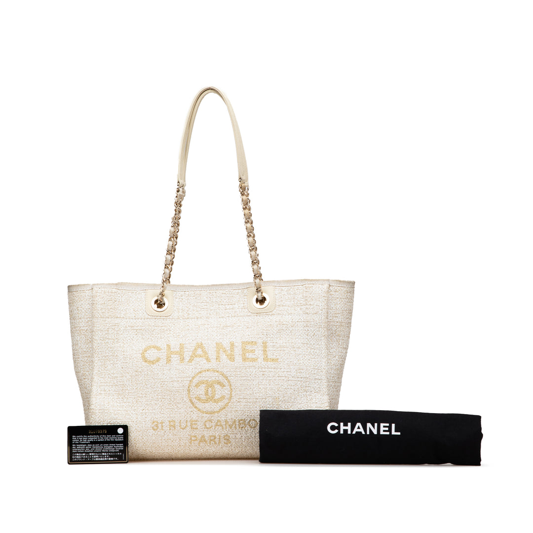 Small Lurex Boucle Deauville Tote White - Gaby Paris