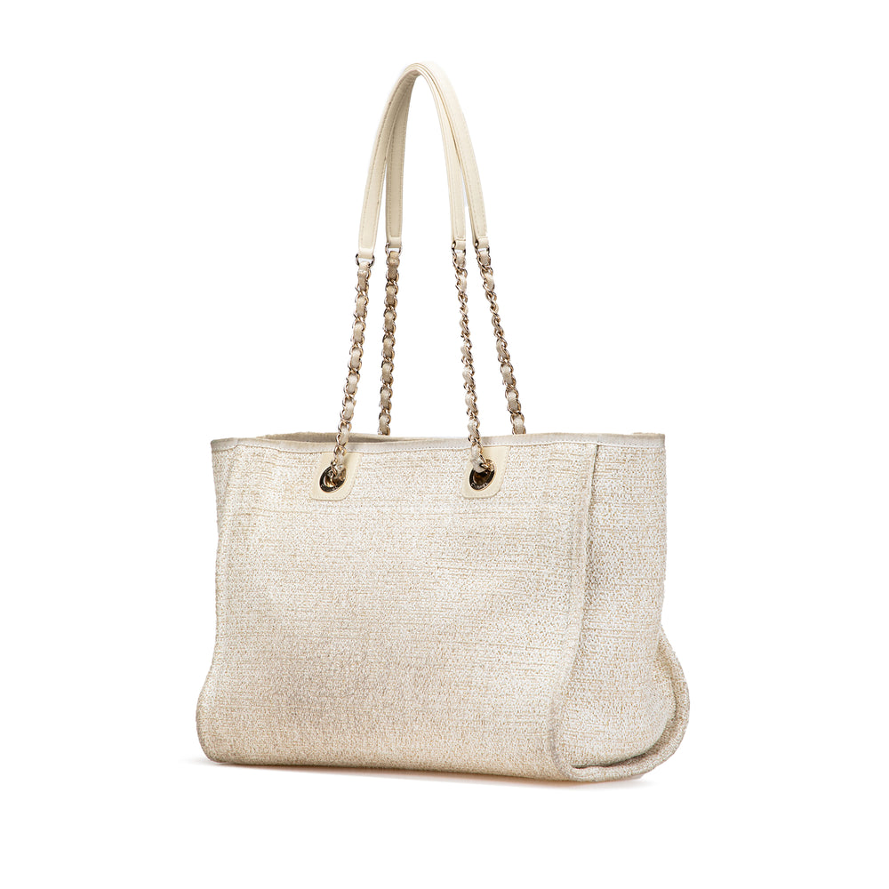 Small Lurex Boucle Deauville Tote White - Gaby Paris