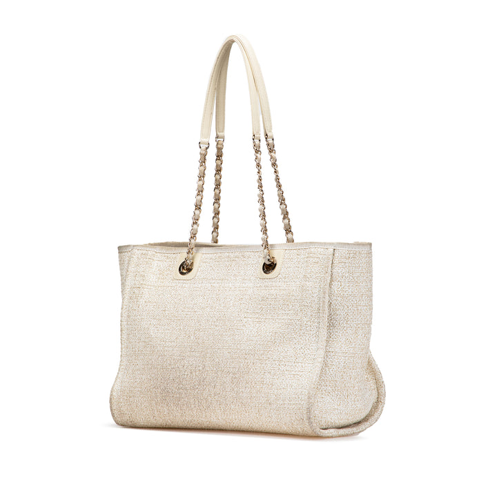 Small Lurex Boucle Deauville Tote White - Gaby Paris