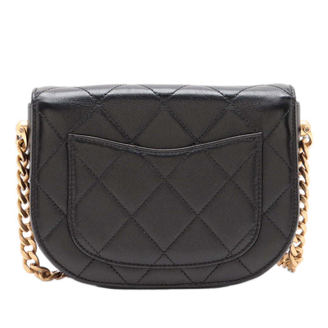 Chanel Mini CC Matelassé Cuir de veau Rond Moon Messenger à rabat