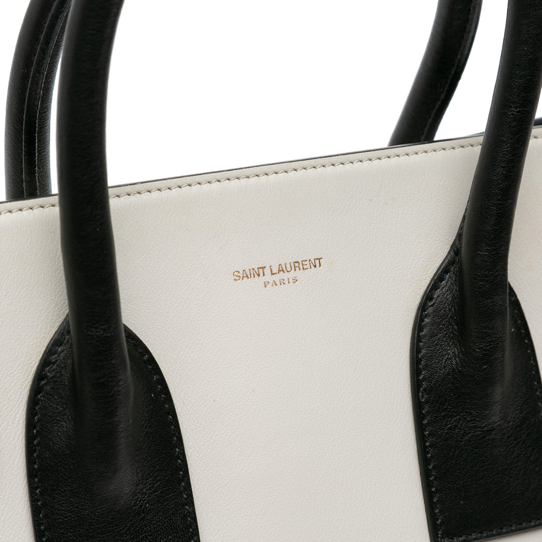 Small Bicolor Leather Sac de Jour Satchel White - Gaby Paris