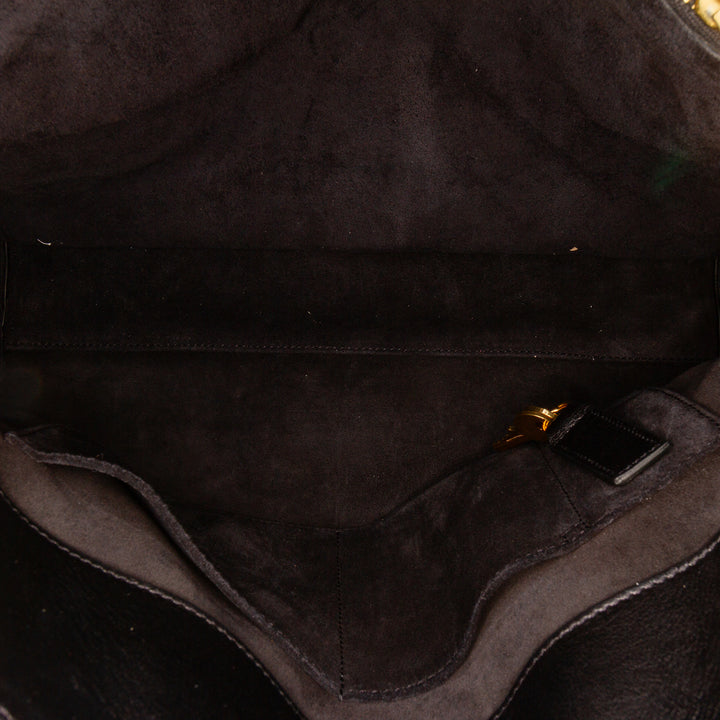 Small Bicolor Leather Sac de Jour Satchel White - Gaby Paris
