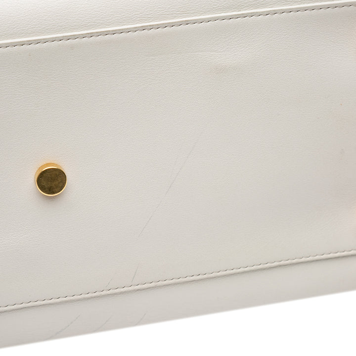 Small Bicolor Leather Sac de Jour Satchel White - Gaby Paris