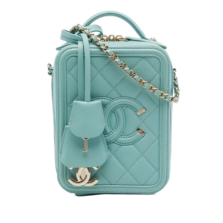 CC Filigree Vertical Vanity Cuir caviar Bleu