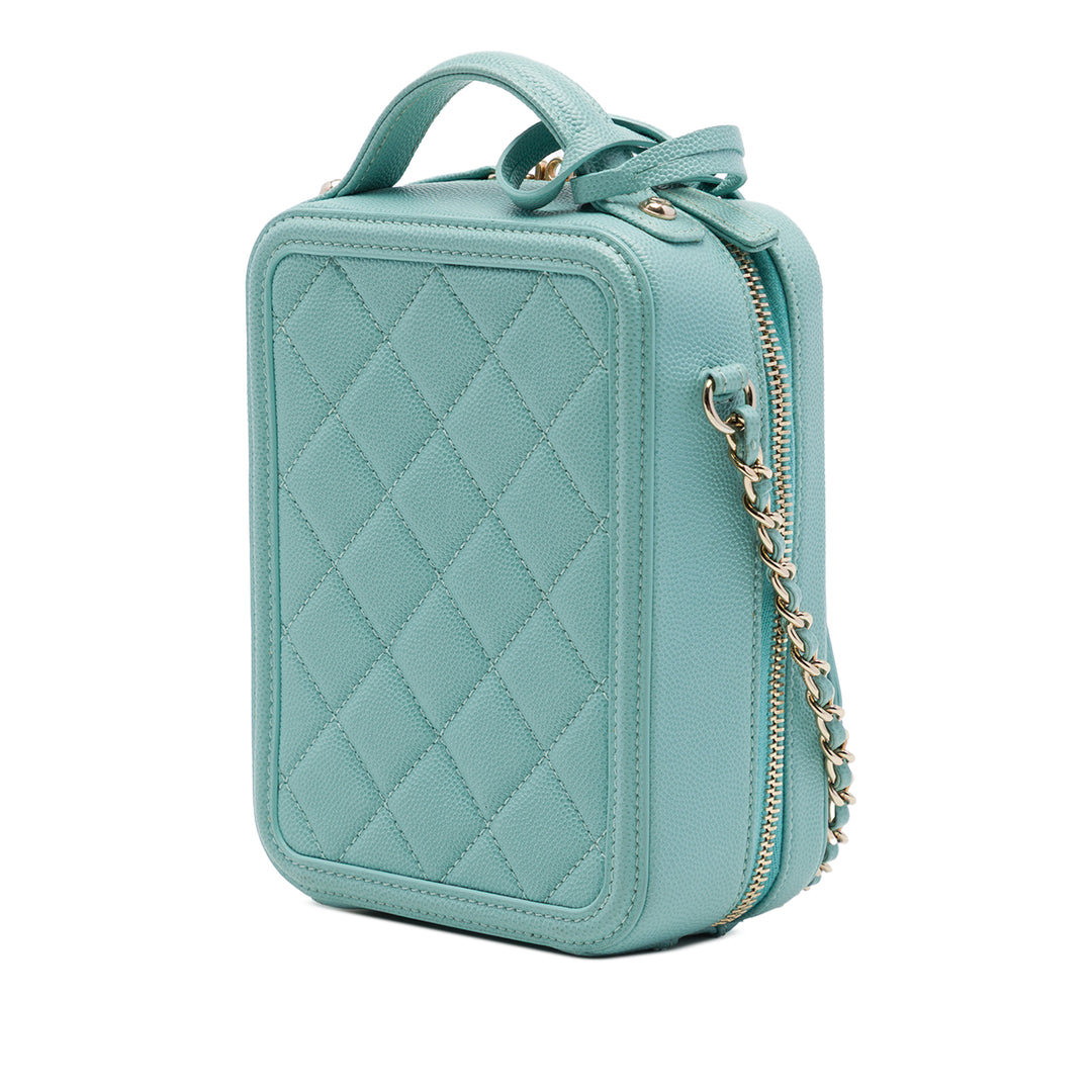 CC Filigree Vertical Vanity Cuir caviar Bleu
