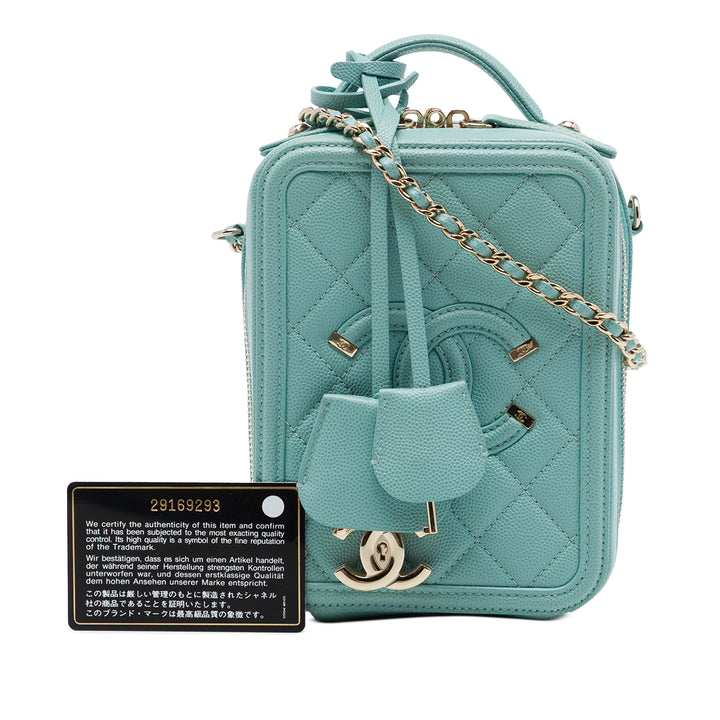 CC Filigree Vertical Vanity Cuir caviar Bleu