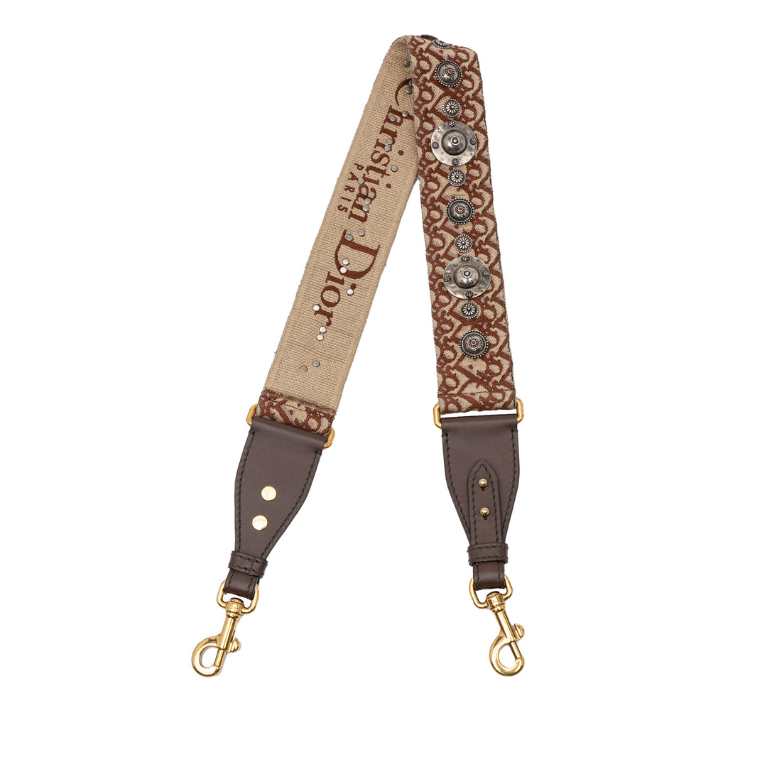 Studded Oblique Bag Strap Brown - Gaby Paris