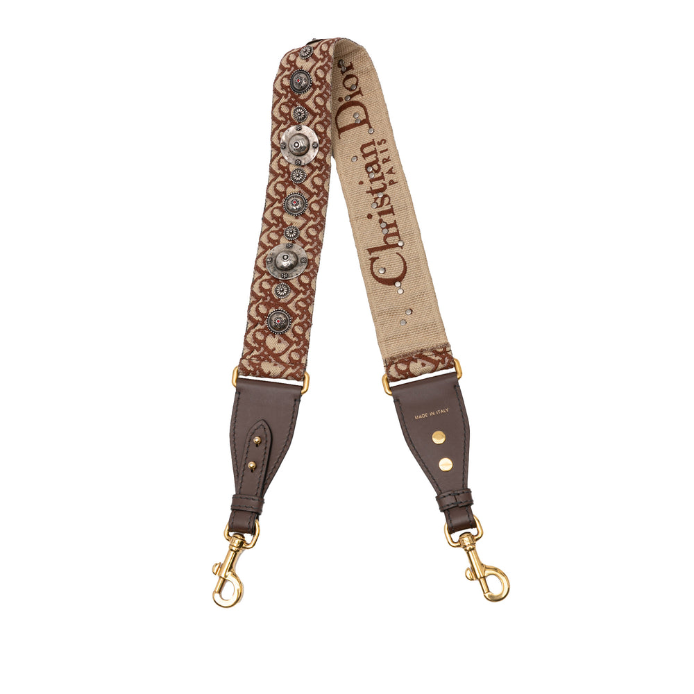 Studded Oblique Bag Strap Brown - Gaby Paris