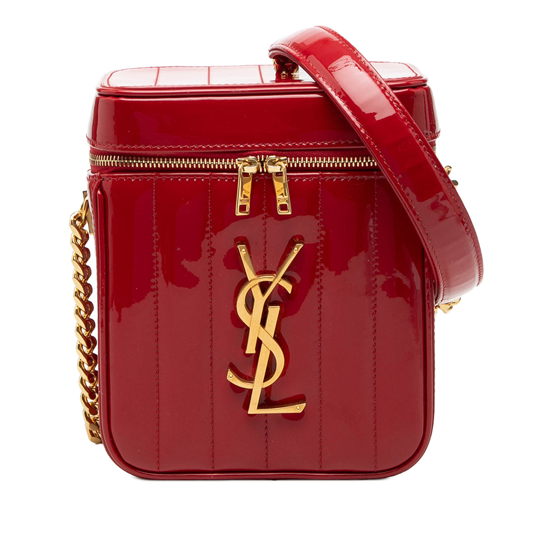 Saint Laurent Matelasse Cuir verni Monogram Vicky Vanity