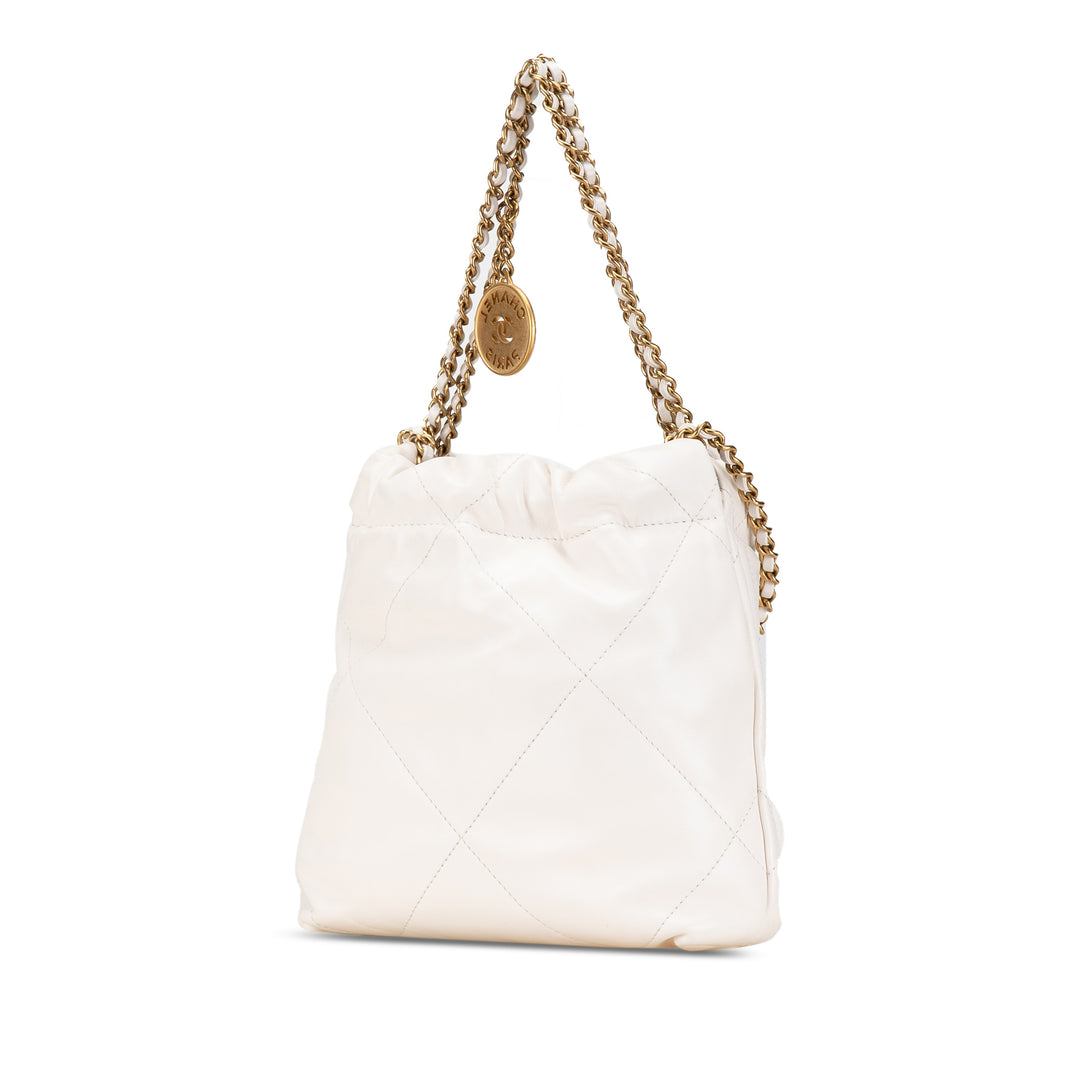 Mini Shiny Calfskin 22 Hobo White - Gaby Paris