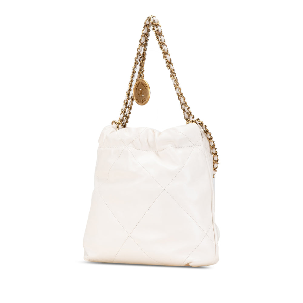 Chanel Mini Shiny Calfskin 22 Hobo White - GABY PARIS