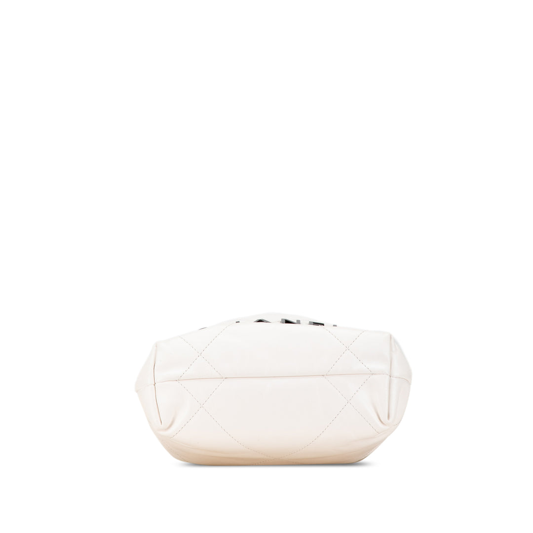 Mini Shiny Calfskin 22 Hobo White - Gaby Paris