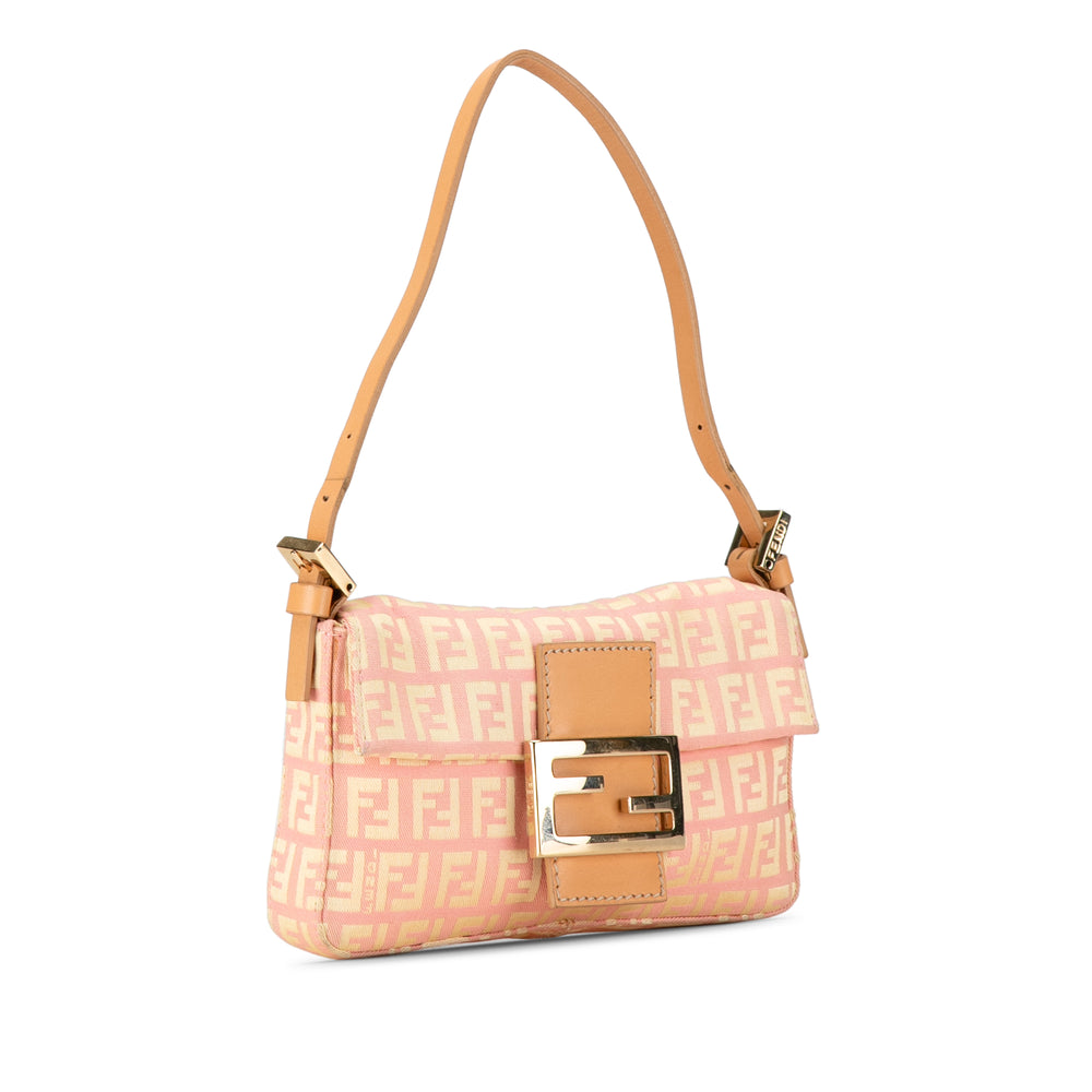 Fendi Mini Zucchino Canvas Baguette Pink - GABY PARIS