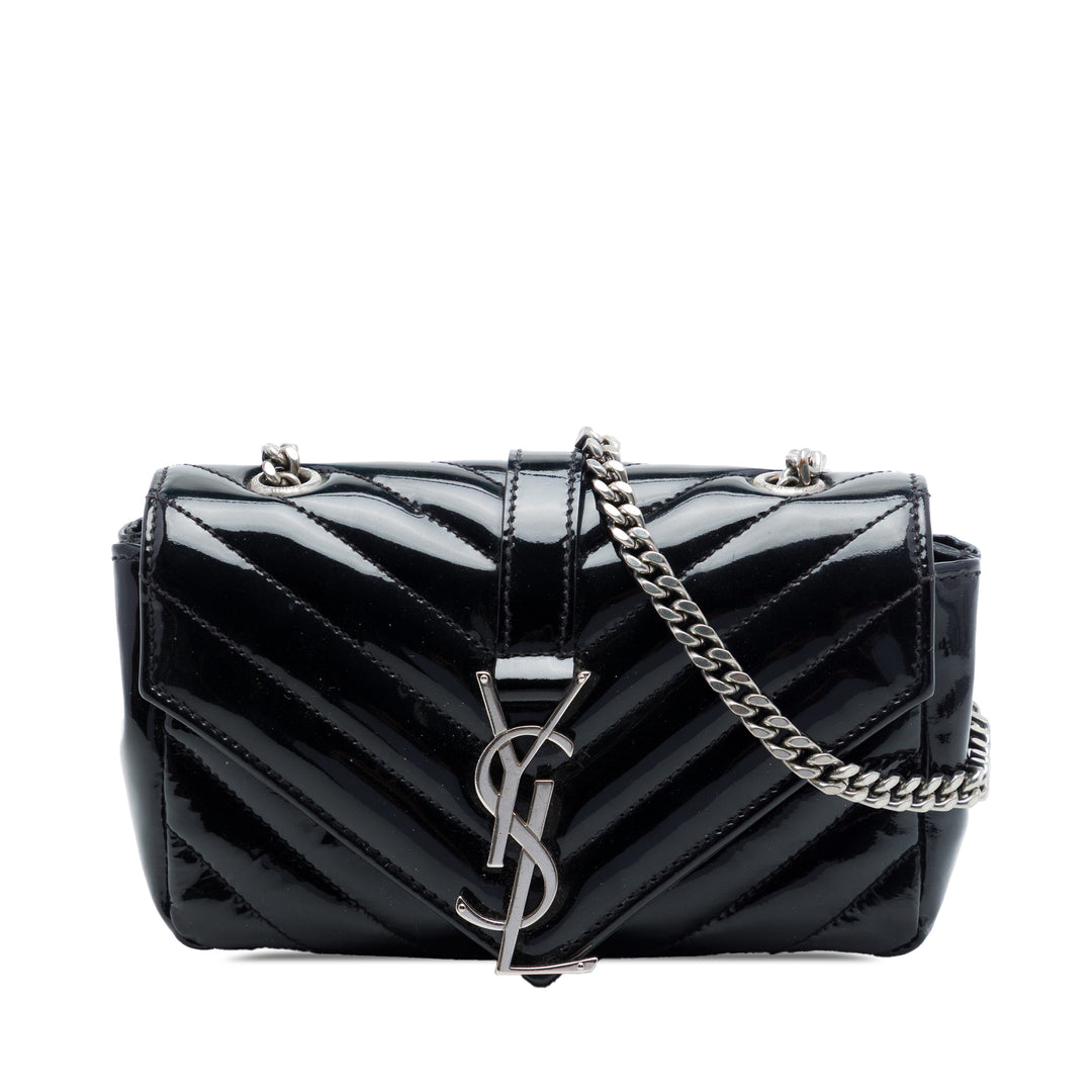 Saint Laurent Baby Chevron Cuir verni Classic Monogram Sac à chaîne