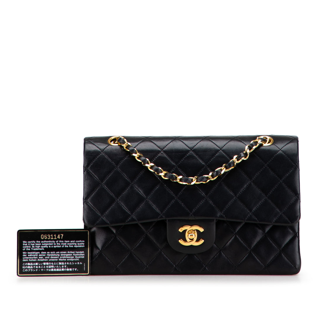 Chanel Medium Classic Cuir d’agneau Double rabat Noir – GABY PARIS Authentique