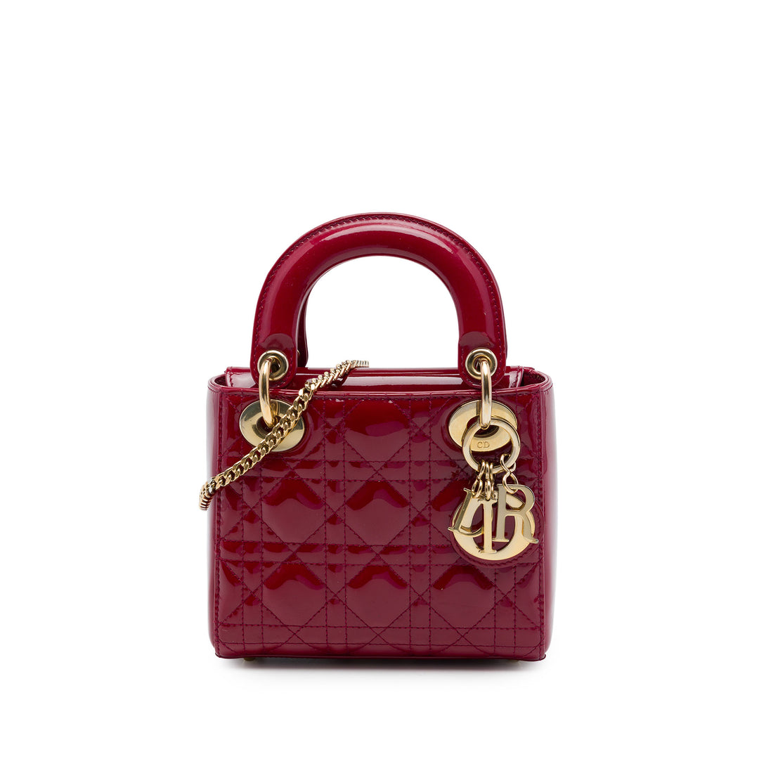 Dior Lady Dior Cannage Mini Rouge – vue principale – GABY PARIS