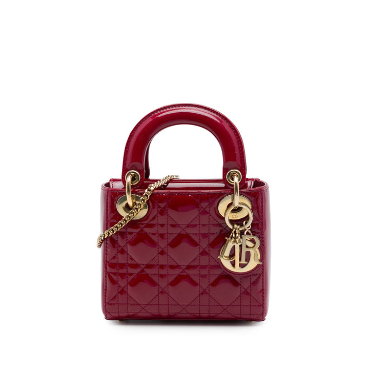 Dior Lady Dior Cannage Mini Rouge – vue principale – GABY PARIS