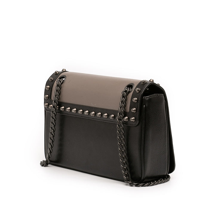 Prada Bicolor Glace Cuir de veau clouté Sac porté croisé