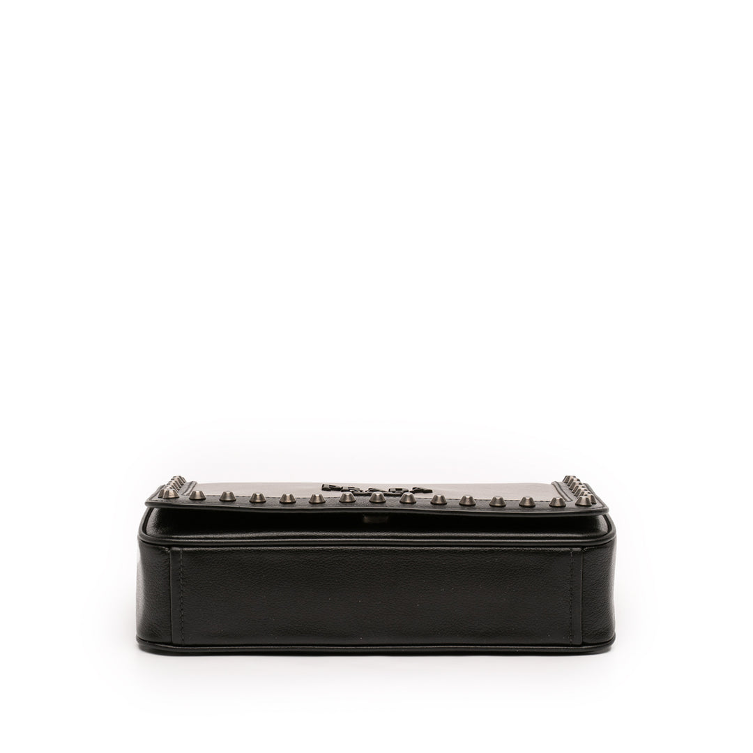 Prada Bicolor Glace Cuir de veau clouté Sac porté croisé