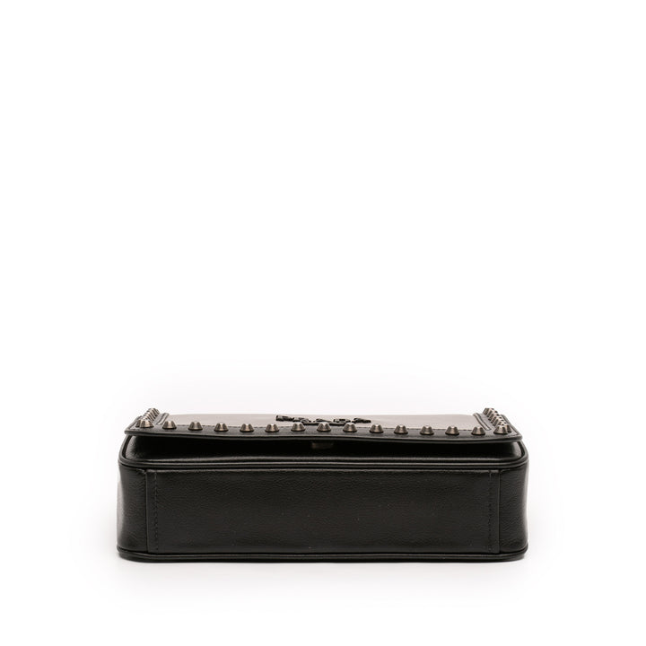 Prada Bicolor Glace Cuir de veau clouté Sac porté croisé